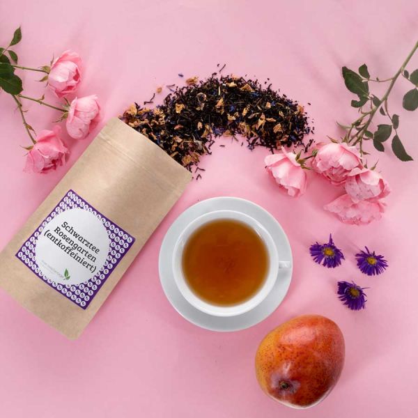 Aromatisierter Schwarztee Rosengarten entkoffeiniert