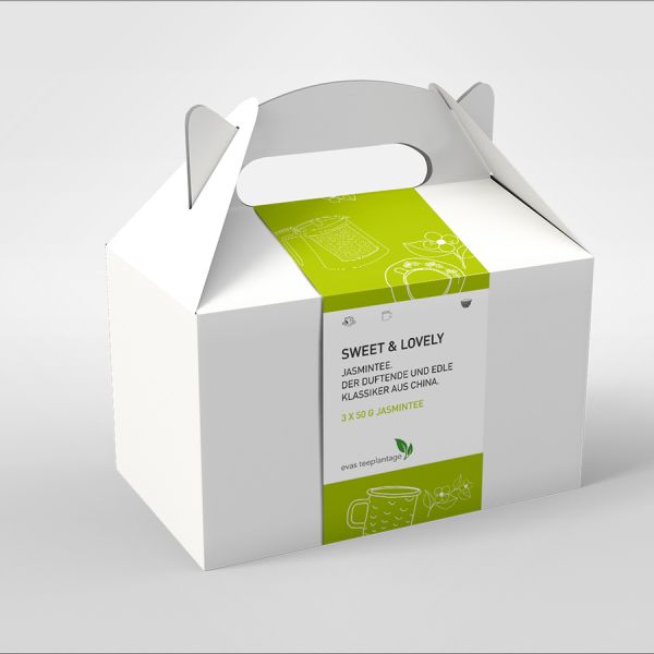 Tee Geschenk-Box Sweet & Loevly mit 3 verschiedenen Jasmintee. Der duftende und edle Klassiker aus China.