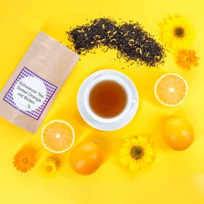Schwarzer Tee Sweet Orange mit Blüten
